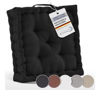 Beautissu Set di 2 cuscini da pavimento 100% cotone con maniglia interno | 50x50cm materasso spesso 10cm nero cuscino per sedia con esterno seduta Mila