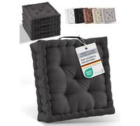 Beautissu Set di 2 cuscini da pavimento 50x50 cm - Cuscino materasso spesso 10cm - 100% cotone cuscino per sedia da interno e da esterno cuscino da pavimento con maniglia cuscino antracite - Mila