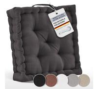 Beautissu set di 2 cuscini da pavimento in 100% cotone con maniglia spesso | 50x50cm 10cm antracite materasso per sedia da interno ed esterno cuscino seduta trasporto trapuntato Mila