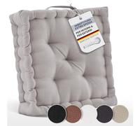 Beautissu set di 2 cuscini da pavimento in 100% cotone con maniglia spesso | 50x50cm 10cm tortora materasso per sedia da interno ed esterno cuscino seduta trapuntato Mila