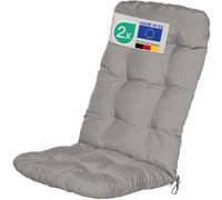 Beautissu Set di 2 Cuscini per Sedia a Sdraio Flair HL 120x50x8cm Extra Comfort per sedie reclinabili, spiaggine e poltrone - Grigio Chiaro