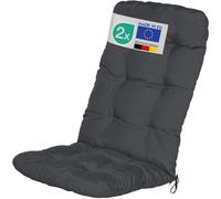 Beautissu Set di 2 Cuscini per Sedia a Sdraio Flair HL 120x50x8cm Extra Comfort per sedie reclinabili, spiaggine e poltrone - Grigio Grafite
