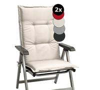 Beautissu Set di 2 Cuscini per Sedie da Esterno 120x50x6 cm Base HL - Imbottito Cuscino per Sdraio Reclinabile ed Esterni, Beige Chiaro