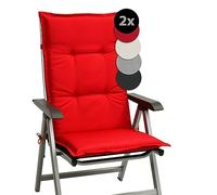 Beautissu Set di 2 Cuscini per Sedie da Esterno 120x50x6 cm Base HL - Imbottito Cuscino per Sdraio Reclinabile ed Esterni, Rosso