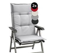 Beautissu Set di 2 Cuscini per Sedie da Esterno imbottiti per Sdraio | 120x50x6cm grigio chiaro imbottito per esterni e reclinabile Cuscino schienale alto seduta giardino Base HL