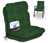 Beautissu Set di 2 Cuscini per sedie da Giardino Flair NL 100x50x8cm - Comoda e soffice Imbottitura - Morbido Cuscino per Interni ed Esterni - Ideale Anche per spiaggine - Verde Scuro