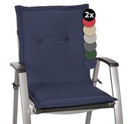 Beautissu Set di 2 Cuscini per sedie da Giardino Loft NL 100x50x8cm - Comoda e soffice Imbottitura - Morbido Cuscino per Interni ed Esterni - Ideale Anche per spiaggine - Blu Scuro