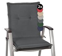 Beautissu Set di 2 Cuscini per sedie da Giardino Loft NL 100x50x8cm - Comoda e soffice Imbottitura - Morbido Cuscino per Interni ed Esterni - Ideale Anche per spiaggine - Grigio Grafite