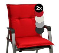 Beautissu Set di 2 Cuscino Sedia da Giardino 100x50x6cm Base NL - Cuscino Sedie Sdraio e poltrone Giardino - Cuscino Seduta da Esterni ed Interni Cuscino Imbottito Comodo e Resistente - Rosso