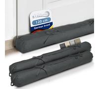 Beautissu Set di 2 Paraspifferi Imbottito per Porte e finestre Viento 120x10cm - con Laccio fermaporta e Pratica asola - Antracite
