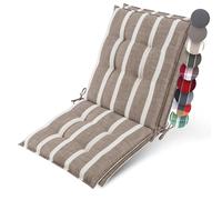 Beautissu Set di 2 Premium Cuscini Schienale Basso 100x50 cm Beige bianco a strisce - Spessore 8cm Cuscino Sedia Giardino Fissaggio Antiscivolo - Tessuto Robusto Resistente UV - Sun-NL