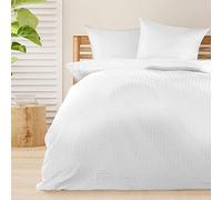 Beautissu Set di 4 Biancheria da letto Seersucker Copripiumino con cerniera