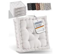 Beautissu set di 4 cuscini da pavimento in 100% cotone con maniglia spesso | 50x50cm 10cm naturale materasso per sedia da interno ed esterno cuscino seduta trapuntato Mila