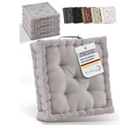 Beautissu set di 4 cuscini da pavimento in 100% cotone con maniglia spesso | 50x50cm 10cm tortora materasso per sedia da interno ed esterno cuscino seduta trapuntato Mila