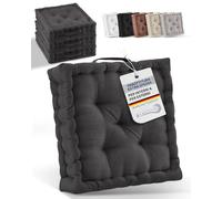 Beautissu Set di 4 cuscini da pavimento in cotone per sedia da interno | 40x40cm antracite materasso spesso 8cm 100% con maniglia da esterno Cuscino seduta Mila