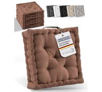 Beautissu Set di 4 cuscini da pavimento materasso 100% cotone con maniglia | 40x40cm spesso 8cm marrone per sedia da interno e da esterno Cuscino seduta cuscinone trapuntato Mila
