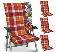 Beautissu Set di 4 Cuscini per Sdraio da Esterno Sedie da Giardino Poltrone | 120x50x6cm Rosso colori resistenti ai raggi UV extra comfort schienale alto antiscivolo Sunny RO