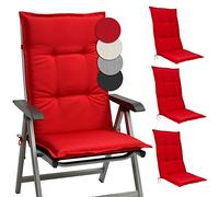 Beautissu Set di 4 Cuscini per Sedie da Esterno 120x50x6 cm Base HL - Imbottito Cuscino per Sdraio Reclinabile ed Esterni, Rosso