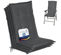 Beautissu Set di 4 Cuscini per Sedie da Esterno 120x50x6 cm Loft HL - Resistente e Comodo Anche Cuscino per Sdraio da Esterno Reclinabili Spiaggine e Poltrone - Antracite