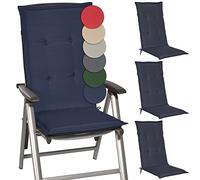 Beautissu Set di 4 Cuscini per Sedie da Esterno 120x50x6 cm Loft HL - Resistente e Comodo Anche Cuscino per Sdraio da Esterno Reclinabili Spiaggine e Poltrone - Blu Scuro