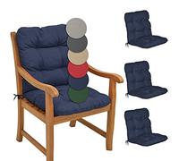 Beautissu Set di 4 Cuscini per sedie da Giardino Flair NL 100x50x8cm - Comoda e soffice Imbottitura - Morbido Cuscino per Interni ed Esterni - Ideale Anche per spiaggine - Blu Scuro