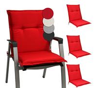 Beautissu Set di 4 Cuscino Sedia da Giardino 100x50x6cm Base NL - Cuscino Sedie Sdraio e poltrone Giardino - Cuscino Seduta da Esterni ed Interni Cuscino Imbottito Comodo e Resistente - Rosso