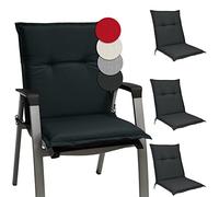 Beautissu Set di 4 Cuscino Sedia da Giardino per Sdraio poltrone Esterni | 100x50x6cm Grigio Grafite Seduta Comodo e Resistente Sedie Interni Imbottito schienale basso imbottitura sedile Base NL