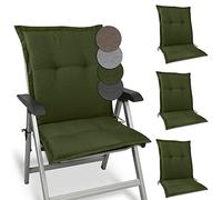 Beautissu Set di 4 Premium Cuscini basso schienale 105x50 cm Verde Scuro - Spessore 7 cm Cuscino Sedia Giardino Fissaggio Antiscivolo - Tessuto Robusto Resistente UV - Highlux NL