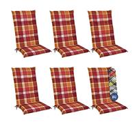 Beautissu Set di 6 Cuscini per Sdraio da Esterno Poltrone Resistenti extra | 120x50x6cm rosso per sedie da giardino comfort colori ai raggi UV schienale alto antiscivolo Sunny RO