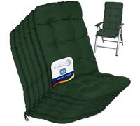 Beautissu Set di 6 Cuscini per Sedia a Sdraio per sedie reclinabili | 120x50x8cm verde scuro extra comfort spiaggine poltrone giardino esterno spiaggina reclinabile Flair HL