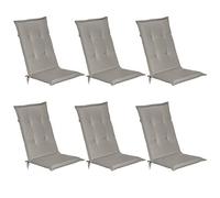 Beautissu Set di 6 Cuscini per Sedie da Esterno 120x50x6 cm Loft HL - Resistente e Comodo Anche Cuscino per Sdraio da Esterno Reclinabili Spiaggine e Poltrone - Grigio Chiaro