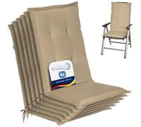 Beautissu Set di 6 Cuscini per Sedie da Esterno 120x50x6 cm Loft HL - Resistente e Comodo Anche Cuscino per Sdraio da Esterno Reclinabili Spiaggine e Poltrone - Beige