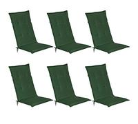 Beautissu Set di 6 Cuscini per Sedie da Esterno 120x50x6 cm Loft HL - Resistente e Comodo Anche Cuscino per Sdraio da Esterno Reclinabili Spiaggine e Poltrone - Verde Scuro