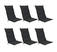 Beautissu Set di 6 Cuscini per Sedie da Esterno per Sdraio Reclinabile | 120x50x6cm Grigio Grafite Imbottito per Esterni Cuscino schienale alto sedia imbottitura Base HL