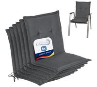Beautissu Set di 6 Cuscini per sedie da Giardino NL per Interni ed Esterni | 100x50x8cm antracite comoda soffice imbottitura morbido ideale anche per spiaggine Cuscino schienale basso anima schiuma Loft