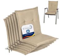 Beautissu Set di 6 Cuscini per sedie da Giardino per Interni ed Esterni | 100x50x8cm beige morbido comoda soffice imbottitura ideale anche per spiaggine Cuscino schienale basso anima schiuma Loft NL