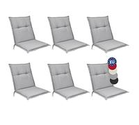 Beautissu Set di 6 Cuscino Sedia da Giardino 100x50x6cm Base NL - Cuscino Sedie Sdraio e poltrone Giardino - Cuscino Seduta da Esterni ed Interni Cuscino Imbottito Comodo e Resistente - Grigio Chiaro
