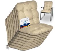 Beautissu Set di 8 Cuscini per sedie da Giardino Flair NL 100x50x8cm - Comoda e soffice Imbottitura - Morbido Cuscino per Interni ed Esterni - Ideale Anche per spiaggine - Beige