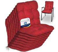 Beautissu Set di 8 Cuscini per sedie da Giardino Flair NL 100x50x8cm - Comoda e soffice Imbottitura - Morbido Cuscino per Interni ed Esterni - Ideale Anche per spiaggine - Rosso