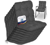 Beautissu Set di 8 Cuscini per sedie da Giardino Flair NL 100x50x8cm - Comoda e soffice Imbottitura - Morbido Cuscino per Interni ed Esterni - Ideale Anche per spiaggine - Grigio Grafite