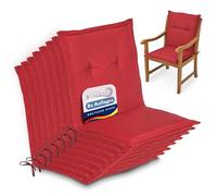 Beautissu Set di 8 Cuscini per sedie da Giardino Loft NL 100x50x8cm - Comoda e soffice Imbottitura - Morbido Cuscino per Interni ed Esterni - Ideale Anche per spiaggine - Rosso