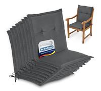 Beautissu Set di 8 Cuscini per sedie da Giardino Loft NL 100x50x8cm - Comoda e soffice Imbottitura - Morbido Cuscino per Interni ed Esterni - Ideale Anche per spiaggine - Grigio Grafite