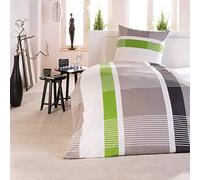 Beautissu Set Lenzuola copripiumino con federa cuscino in 100% cotone | 155x220cm e 80x80cm 100% design a quadri biancheria letto completo estivo matrimoniale Dana