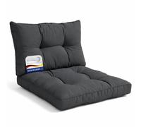 Beautissu Set Lounge Cuscini per Sedie da Esterno e Giardino Rattan | Seduta 50x50cm e schienale 50x40cm antracite comoda per mobili e arredamento Cuscino poltrona xLuna