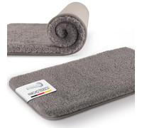 Beautissu Tappetino da bagno antiscivolo in pelo alto per doccia vasca e WC | 100x60cm grigio chiaro morbido in microfibra anche per pavimenti riscaldati ottica shaggy Tappeto lavabile BeauMare FL