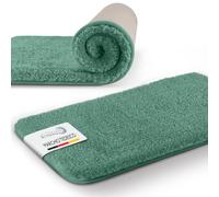 Beautissu tappetino da bagno antiscivolo in pelo alto per doccia vasca e WC | 100x60cm verde morbido in microfibra anche per pavimenti riscaldati ottica shaggy Tappeto lavabile grande BeauMare FL