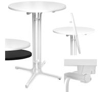 Beautissu Tavolo Alto Pieghevole Bar Bistrot con Piede Regolabile rotondo | Ø60cm bianco resistente alle intemperie montaggio facile staffa preassemblata da festa Altezza graffi stabile esterno Bellini