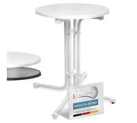 Beautissu Tavolo Bistrot da Esterno Ø 60 cm - Tavolino da Balcone Giardino Terrazza Pieghevole H 70 cm - Tavolo da Campeggio Feste Bar Ristorante - Bianca - Bistroni