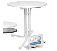 Beautissu Tavolo Bistrot da Esterno Ø 80 cm - Tavolino da Balcone Giardino Terrazza Pieghevole H 70 cm - Tavolo da Campeggio Feste Bar Ristorante - Bianca - Bistroni