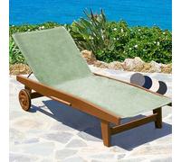 Beautissu Telo Mare XL 70x200cm Marbella - Fodera Lettino Ideale per Sdraio e lettini da Giardino e Spiaggia, Telo Sdraio Antiscivolo, 100% Cotone - Verde Chiaro